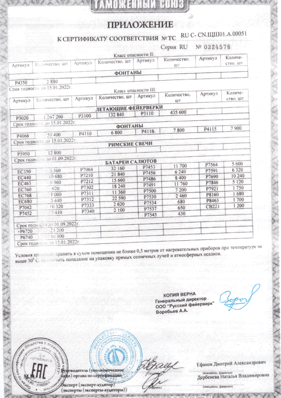 Сертификат соответствия № 0324578  - Орёл | oryol.salutsklad.ru 